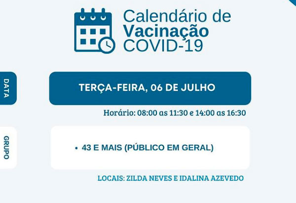 Brumado: Vacina contra Covid-19 será disponibilizada para pessoas com 43 anos de idade e mais