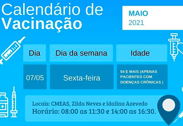 Brumado vacina nesta sexta (07) pacientes com doenças crônicas com 54 anos e mais