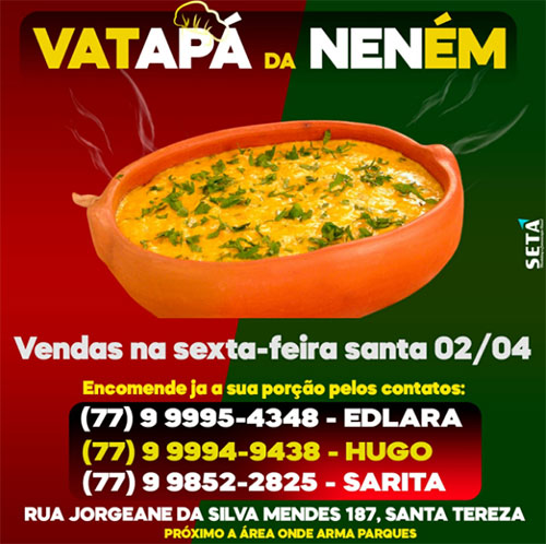 Encomende já o seu vatapá para a semana santa