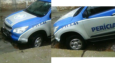 Brumado: Rabecão cai em buraco aberto pelas chuvas