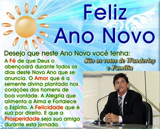Brumado: Vereador eleito Wanderley Amorim deseja um feliz 2017 a todos os brumadenses