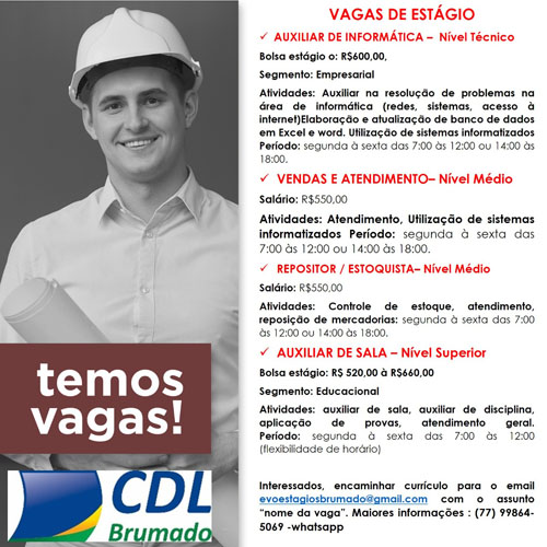 Oportunidade: Vagas de estágio em Brumado