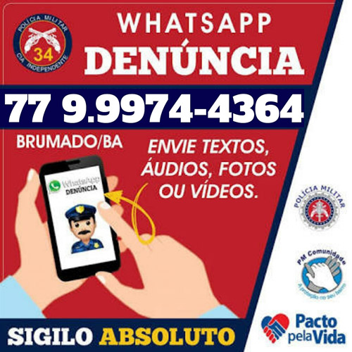 34ª CIPM: Ajude nas ações da Polícia Militar através do Whatsapp Denúncia